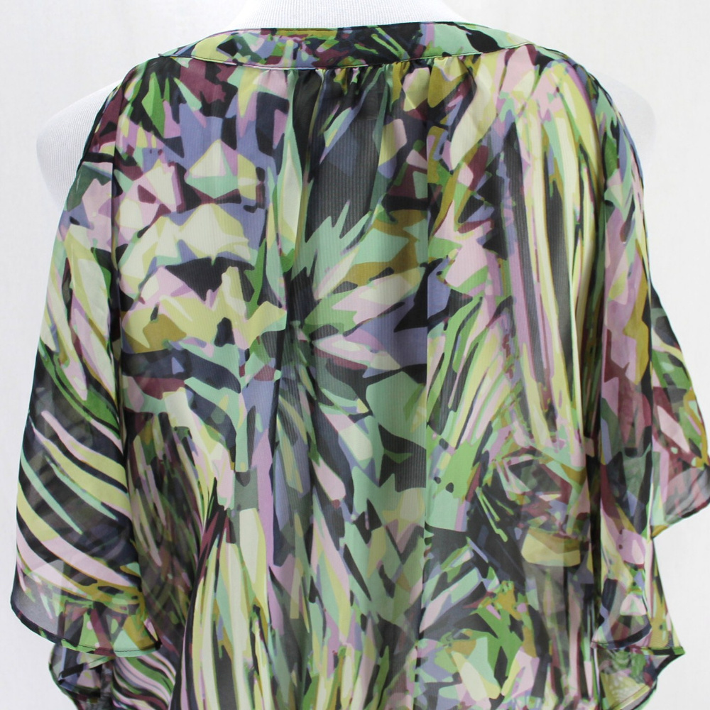 Jennifer Lopez Cold Shoulder Blouse Purple Green S - Picture 7 of 8